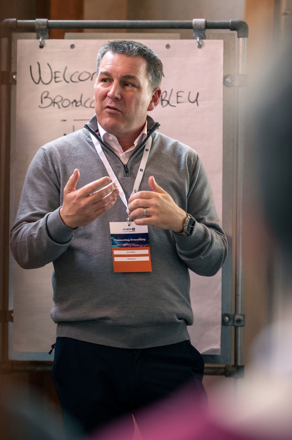 Aran White presenting in breakout